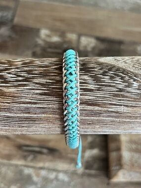 BKE by Buckle| Teal & Silver Chain Woven Bracelet!